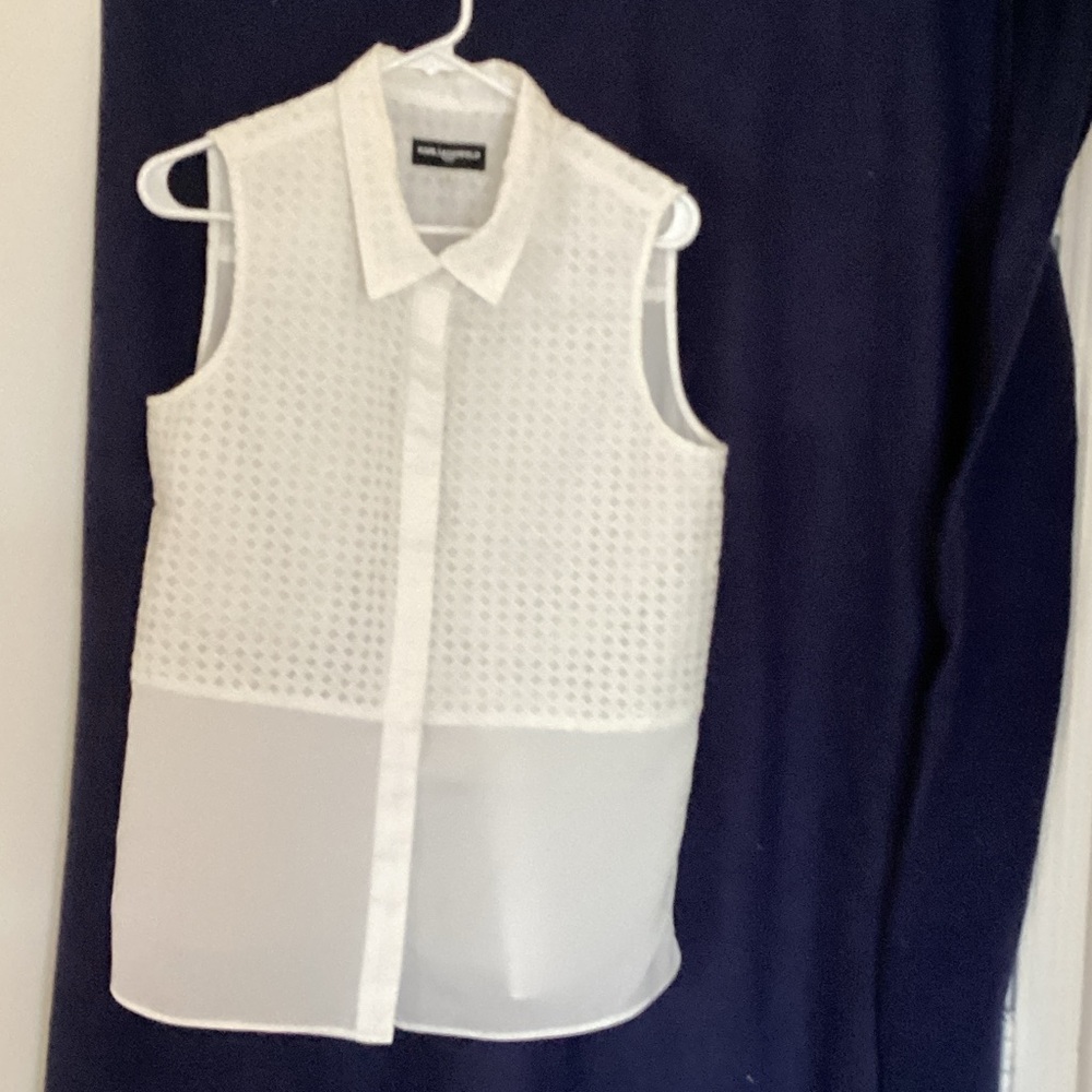 Karl Lagerfeld Paris White Sleeveless Blouse